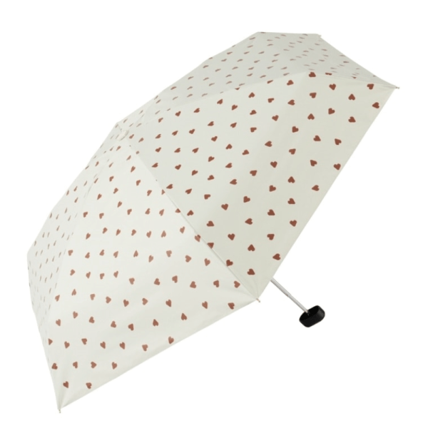 Wpc. Heart-shaped pattern folding umbrella white