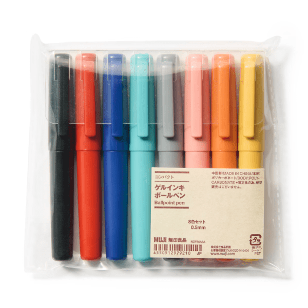 MUJI Ink Ballpoint Pen, 8 Colors, 0.5mm
