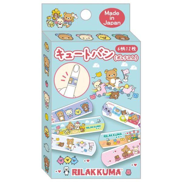SAN-X Rilakkuma Waterproof Cartoon Band-Aids, 12-pack (Games/Flowers)
