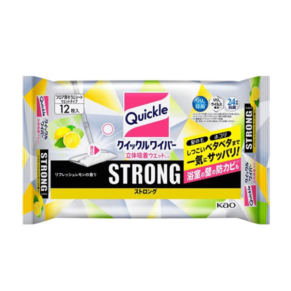 KAO Quickle Wiper 3D Absorption Wet Sheets Strong Refresh Lemon 12 sheets