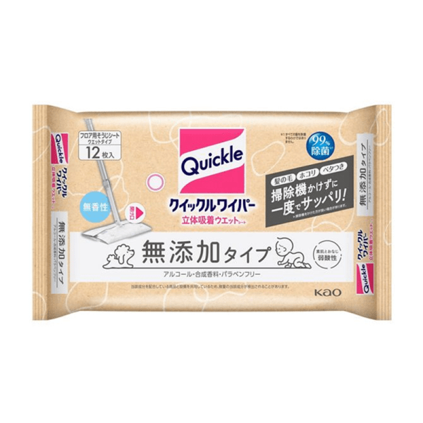 KAO Quickle 3D Absorbent Mop Wipes, Additive-Free, 12-Pack