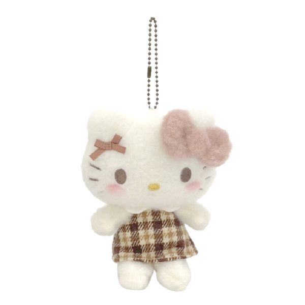 SANRIO Autumn Plaid Plush Keychain with Hello Kitty
