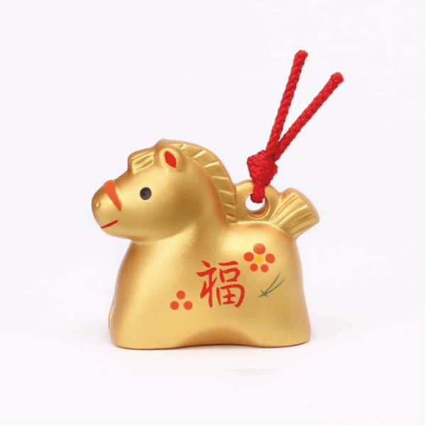 Yakushigama Ornament: Brocade Horse Bringing Good Fortune (Golden Bell)