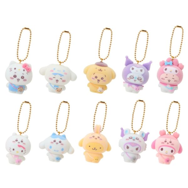 SANRIO and Chiikawa Collaboration Series Flocked Keychain Blind Box – 10 Styles (Randomly Selected)