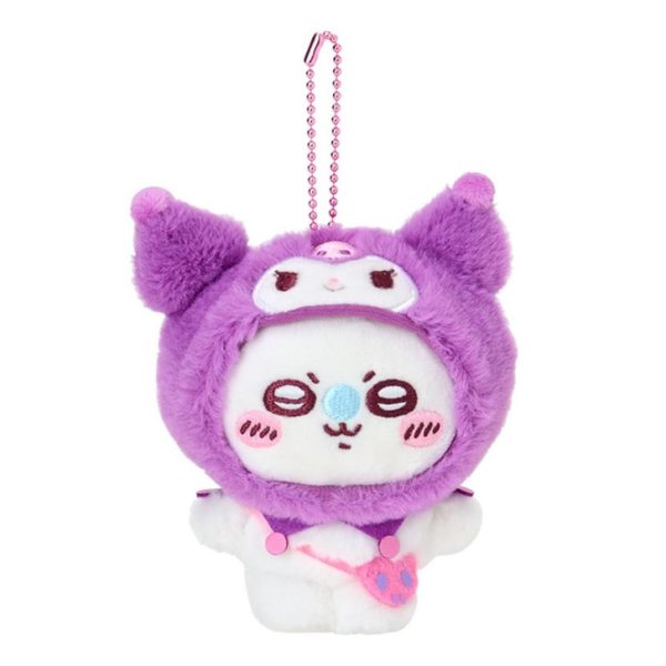 SANRIO and Chiikawa collaboration series plush keychains, available in multiple sizes.