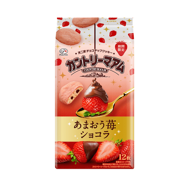 FUJIYA Country Ma’am Amaou Strawberry Chocolate Cookies 12 Pieces