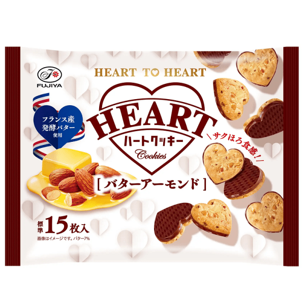 FUJIYA Heart Shaped Cookies Butter Almond Flavor 108g