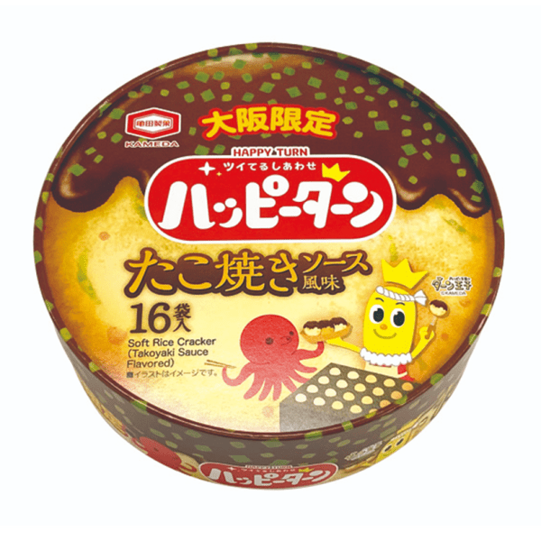 Kameda Seika Osaka Specialty Takoyaki Sauce Flavor Rice Crackers, 16 packs