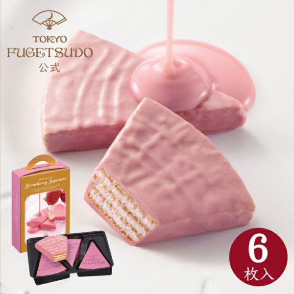 Tokyo Fugetsudo Winter Limited Edition Gift Box Strawberry Chocolate Wafer Cakes 6 Pieces