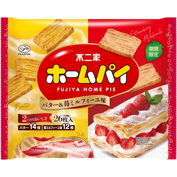 FUJIYA Home Pie Butter & Strawberry Mille-Feuille Flavor 26 Pieces