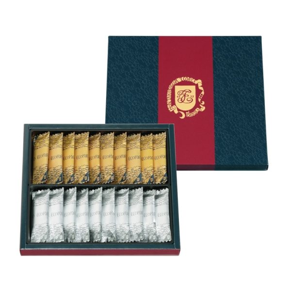 Hontakasagoya   Chocolate & White Chocolate Filled Wafer Rolls  20 Pieces