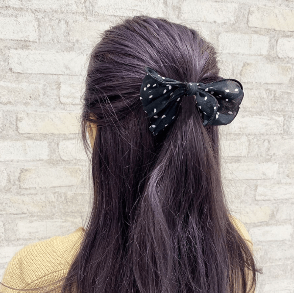 LUPIS Polka Dot Ribbon Hair Tie, Black, V0903