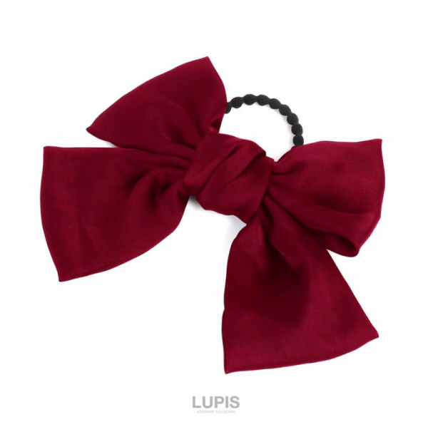 LUPIS Large Bow Textured Solid Color Hair Tie, Red, V1101