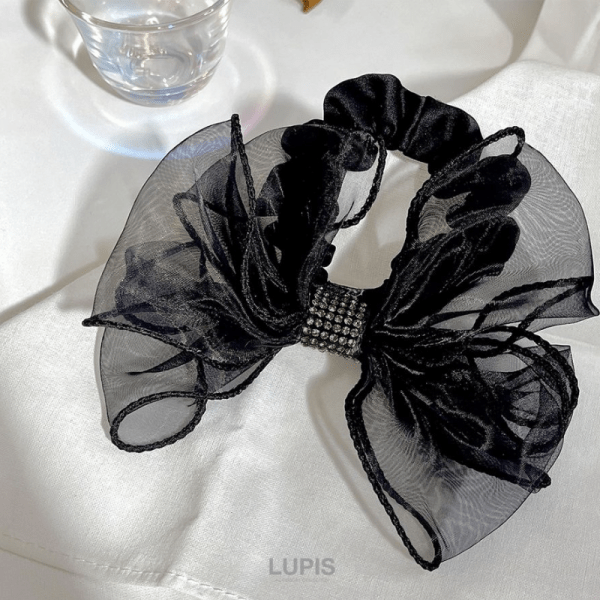 LUPIS Organza Ribbon Hair Tie, Black, V2098