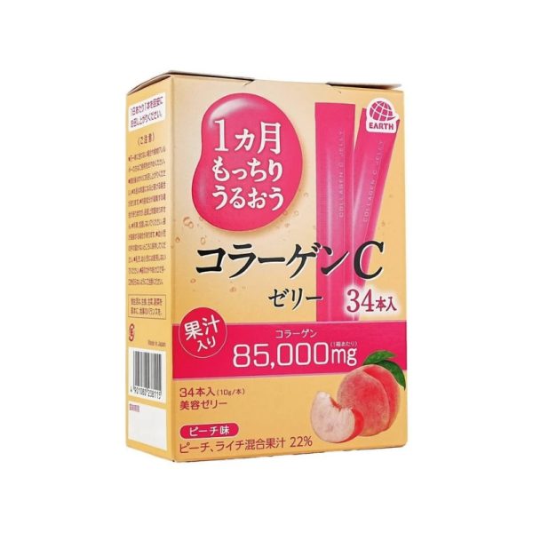 EARTH Pharmaceuticals Skin-Beautifying Collagen Jelly, Peach Flavor, 34pcs