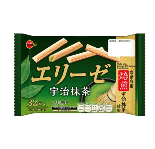 BOURBON  Uji Matcha Cream-Filled Wafer Rolls  32 Pieces