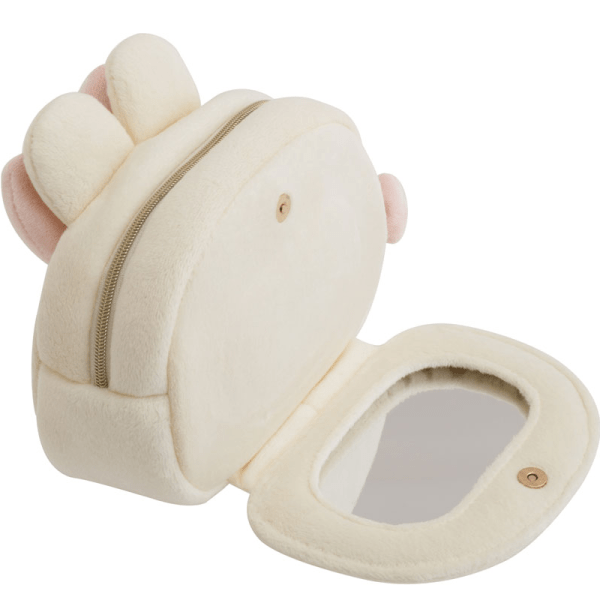 SAN-X Rilakkuma Bow Series Makeup Bag with Mirror, Portable Storage Bag, Available in Multiple Sizes