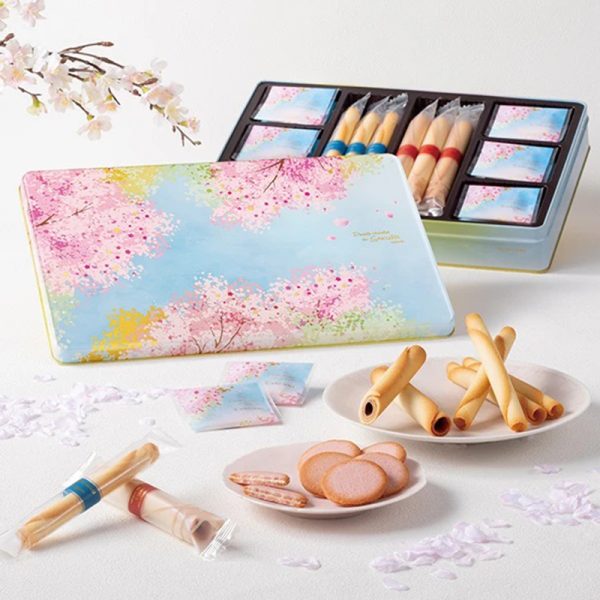 YOKU MOKU Spring Sakura Limited-Edition Pink Cream–Filled Cookies 24 cookies + 12 rolled wafers