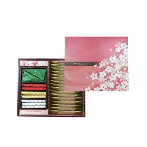 Hontakasagoya  Spring Sakura Limited Sakura Chocolate Rolled Wafer Cookie Gift Box 16 Pieces