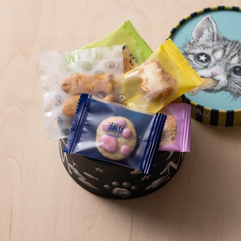 Akasaka Kakiyama Savory Rice Crackers Blue / Pink Cat Gift Box Multiple Options Available - Görsel 2