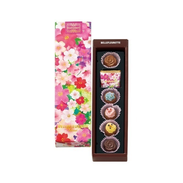 Goncharoff White Valentine’s Day Pink Floral Chocolate Gift Box (6 pieces)