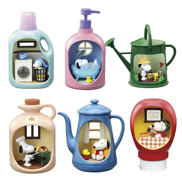 RE-MENT Snoopy Life in a Bottle Miniature Scene Blind Box Toy – 6 Random Designs Available
