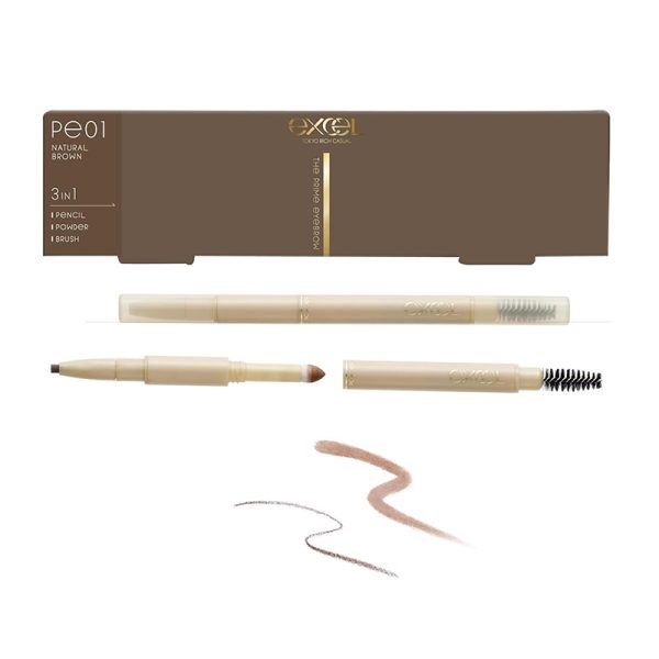 Excel 3 in 1 eyebrow pencil PE01 natural brown