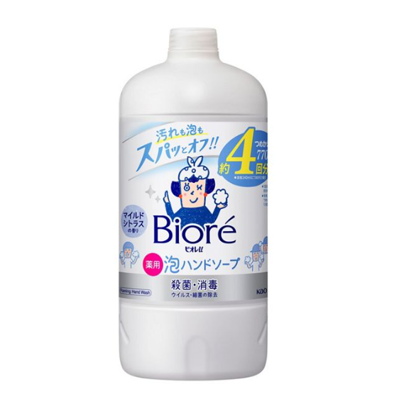 KAO Biore Mildly Acidic 3D Cat Paw Foam Stamp Children’s Hand Sanitizer, Refill Pack 770ml