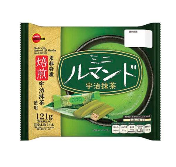 BOURBON Uji Matcha–Flavored Chocolate-Coated Crispy Wafer Rolls (121g)