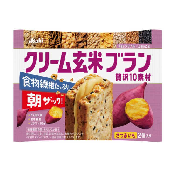 Asahi Cream Brown Rice Bran, 10 Luxury Ingredients, Sweet Potato, 2 pieces