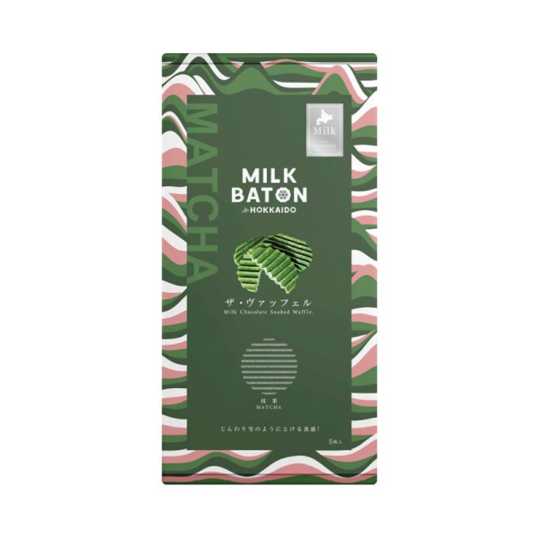 MILK BATON Waffles, Matcha Flavor, 5 Pieces