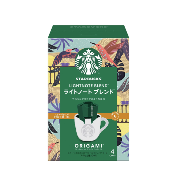 STARBUCKS ORIGAMI drip coffee bags, 4 bags per box, multiple varieties available.