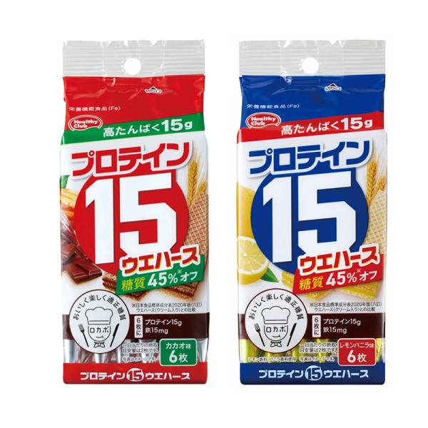 HAMADA Confectionery High Protein Wafers Cocoa/Lemon Vanilla Flavor 6pcs
