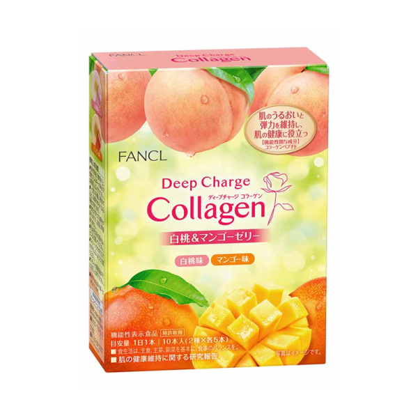 FANCL Deep Collagen Replenishing Jelly, White Peach and Mango Flavor, 20g*10 bottles