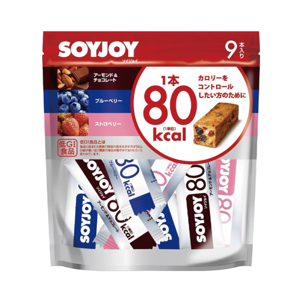 Otsuka SOYJOY Low-Calorie Soy Bars Chocolate, Blueberry & Strawberry Variety Pack 9 Bars