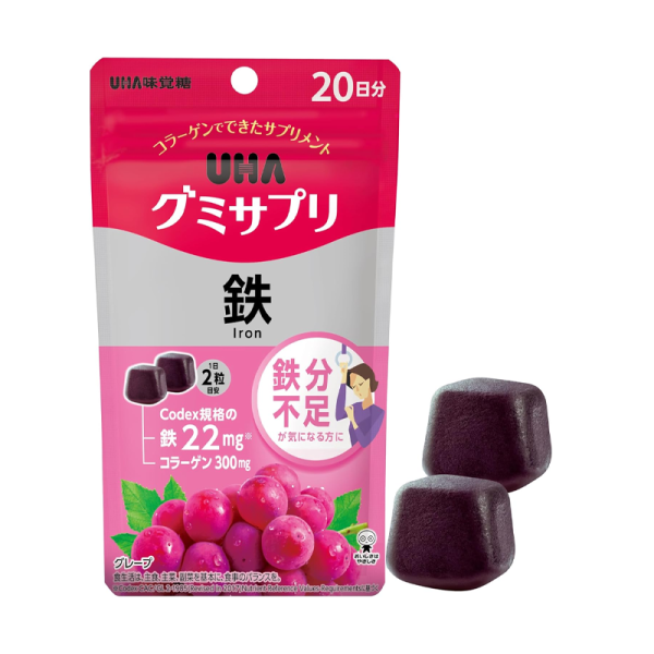 UHA Iron Supplement Gummies Grape Flavor 40 Pieces