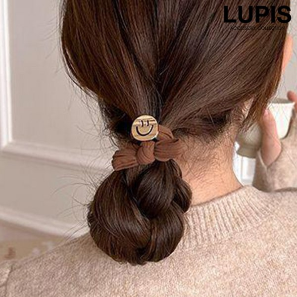 LUPIS Metal Smiley Face Bow Knitted Hair Tie