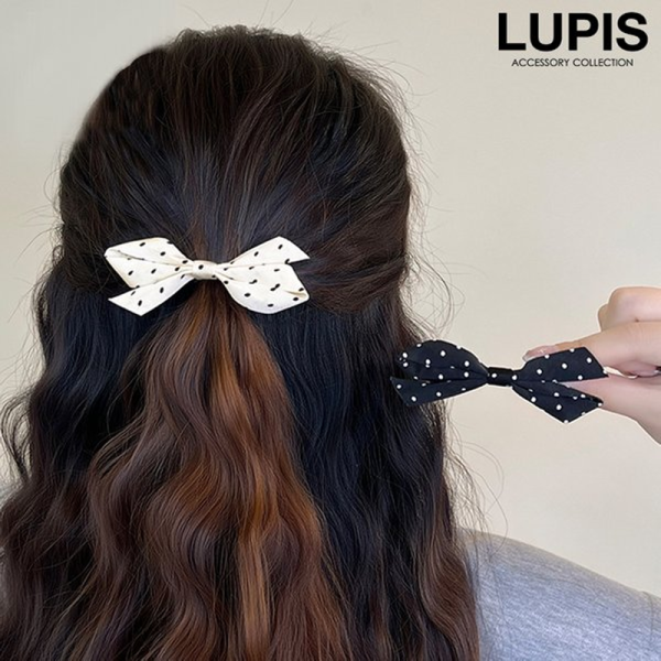 LUPIS Black Polka Dot Bow Hair Clip