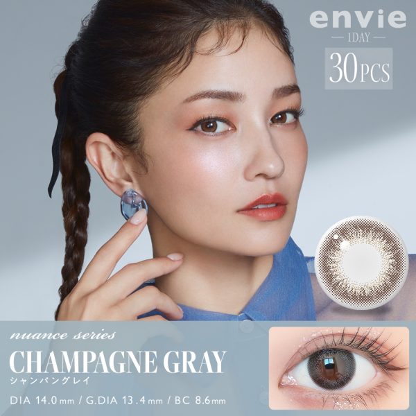 【Pre-Order】envie 1Day Champagne Gray DIA|14.0mm 30pcs Color Contact Lenses