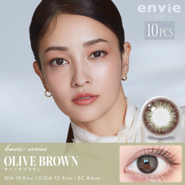 【Pre-Order】envie 1Day Olive Brown DIA|14.0mm 10pcs Color Contact Lenses